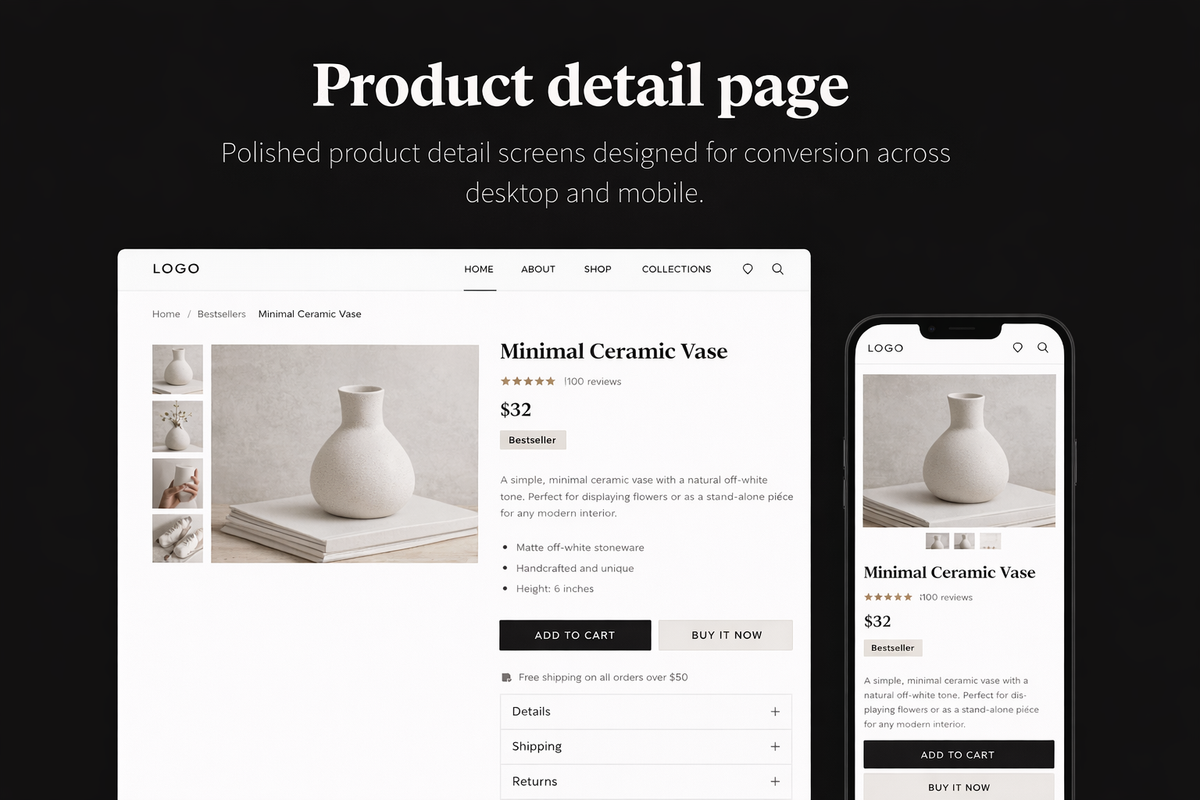 Product detail page
